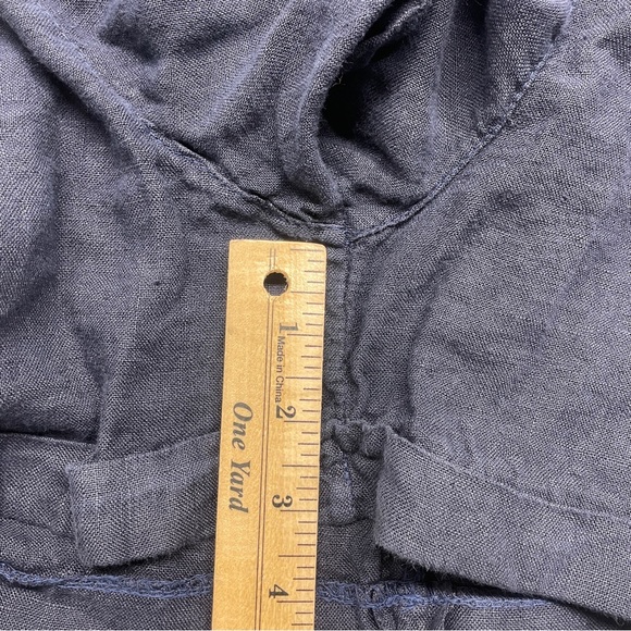 Marisa & Marie Romper Womens Small Blue Linen Half Button Coastal Vacation Beach - Picture 11 of 16